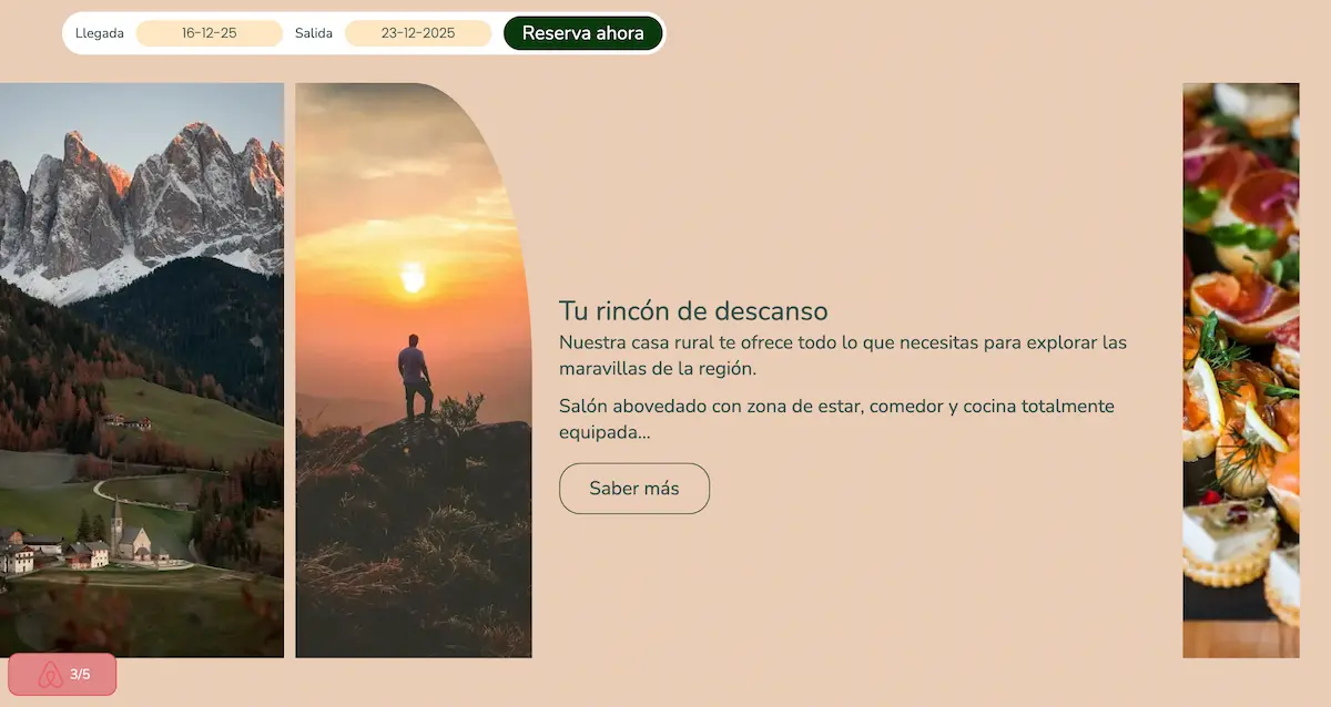 Guesthouse description page with warm design