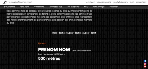 Athletics competition page of Crest Athletics Club website